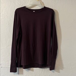 Zella Long Sleeve Crewneck Top in Deep Plum